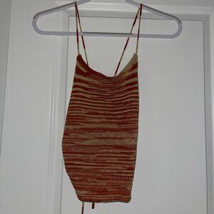 Orange & Cream Striped Tank Top